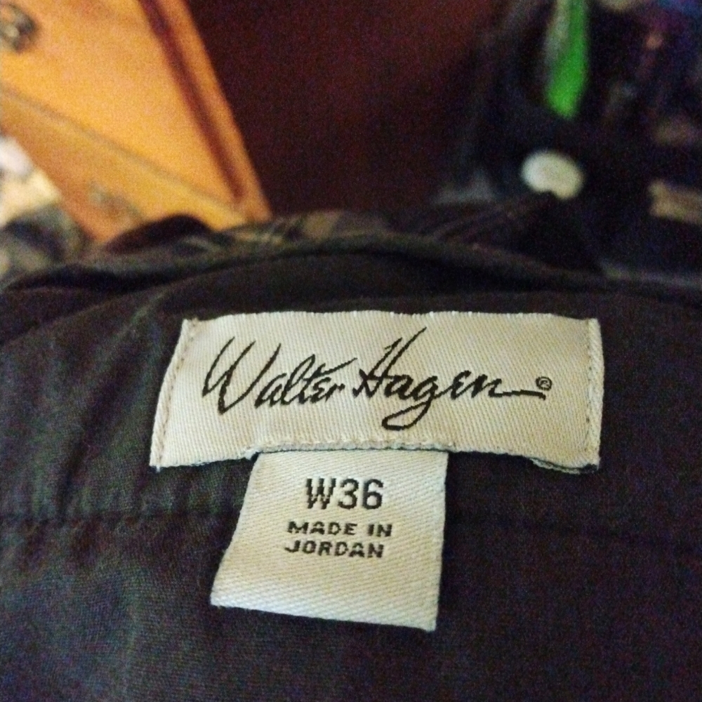 Golf Shorts Walter Hagen Flat Front Pockets Brown/Stripe Performance  Sz.36 - Picture 2 of 11